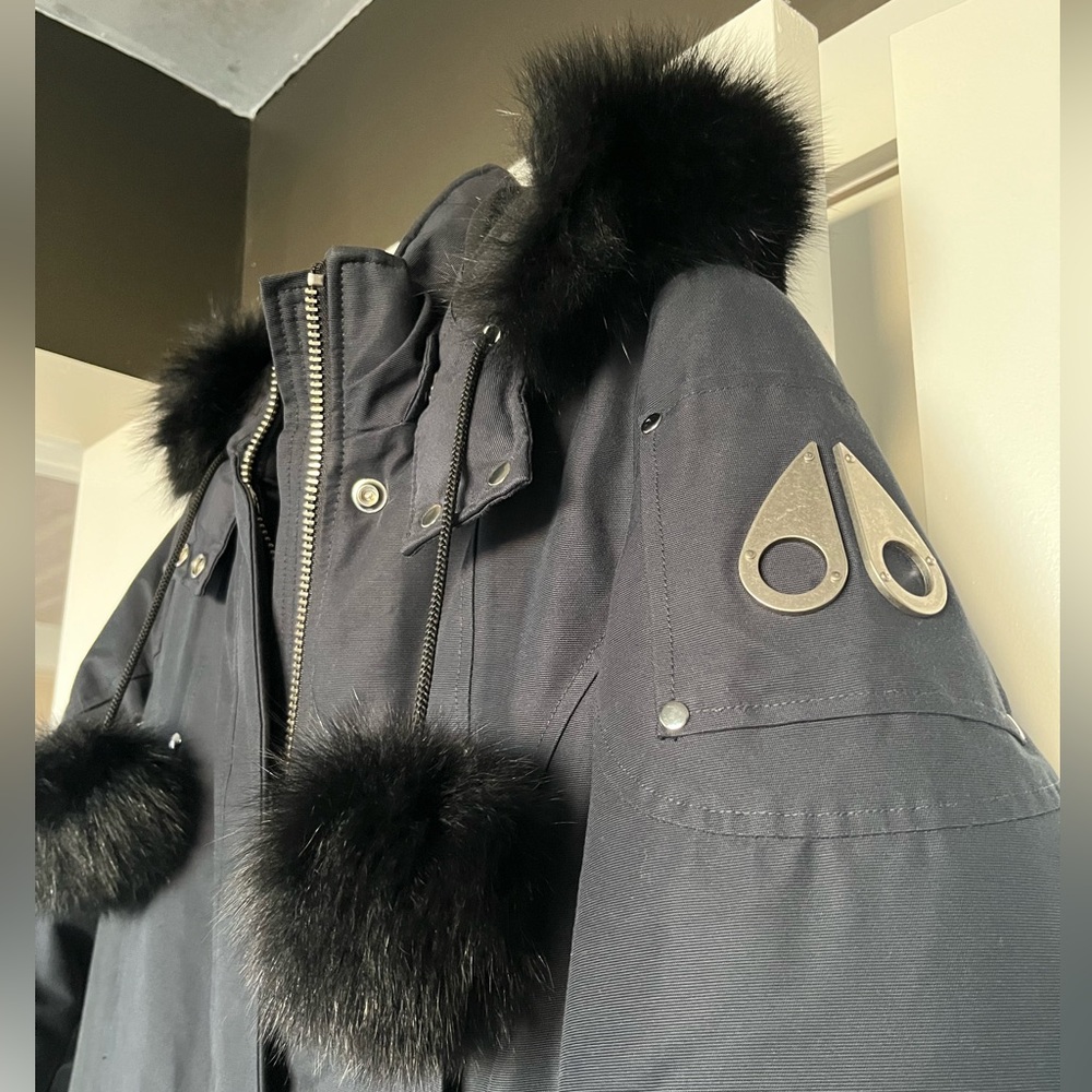 Moose Knuckles Stirling Parka- Navy/Black Fox Fur (L)
